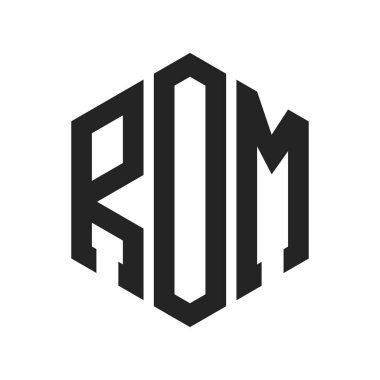 ROM Logo Tasarımı. Altıgen şekil kullanan İlk Harf ROM Monogram Logosu
