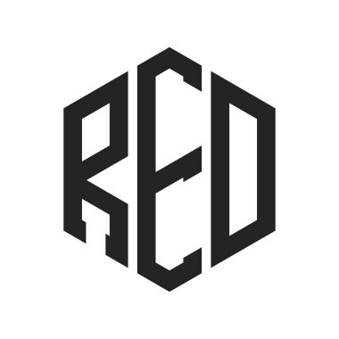 Kırmızı Logo Tasarımı. Altıgen şekilli Harf Kırmızı Monogram Logosu