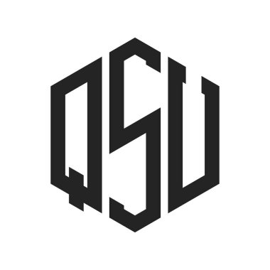 QSU Logo Tasarımı. İlk Harf QSU Monogram Logosu Hexagon şekli ile