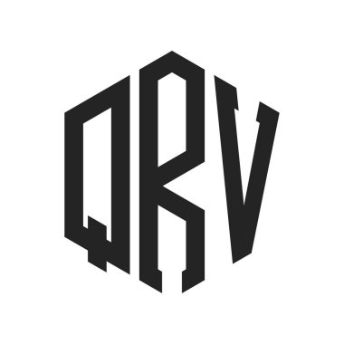 QRV Logo Tasarımı. İlk Harf QRV Monogram Logosu Hexagon şekli ile