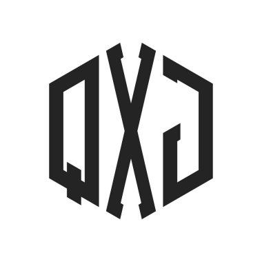 QXJ Logo Tasarımı. Altıgen şekilli ilk Harf QXJ Monogram Logosu