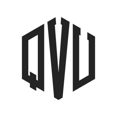 QVU Logo Tasarımı. İlk Harf QVU Monogram Logosu Hexagon şekli ile
