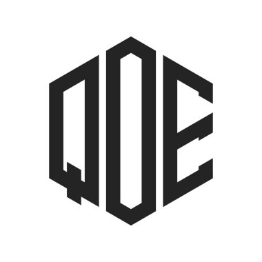 QOE Logo Tasarımı. Altıgen şekilli ilk Harf QOE Monogram Logosu