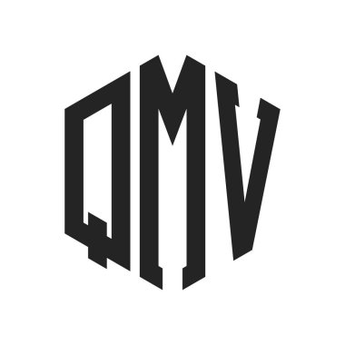 QMV Logo Tasarımı. İlk Harf QMV Monogram Logosu Hexagon şekli ile