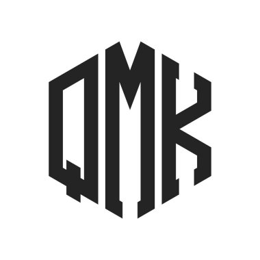QMK Logo Tasarımı. İlk Harf QMK Monogram Logosu Hexagon şekli ile