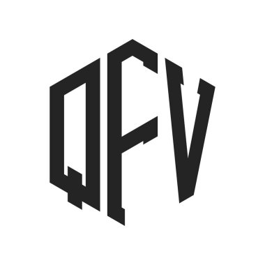 QFV Logo Tasarımı. Baş Harf QFV Monogram Logosu Hexagon şekli ile