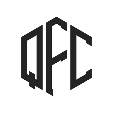 QFC Logo Tasarımı. İlk Harf QFC Monogram Logosu Hexagon şekli ile