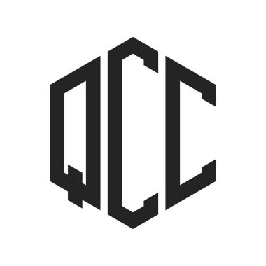 QCC Logo Tasarımı. İlk Harf QCC Monogram Logosu Hexagon şekli ile