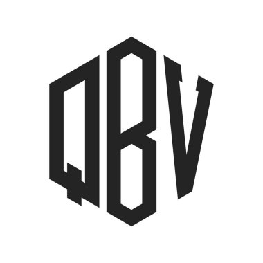 QBV Logo Tasarımı. Baş Harf QBV Monogram Logosu Hexagon şekli ile