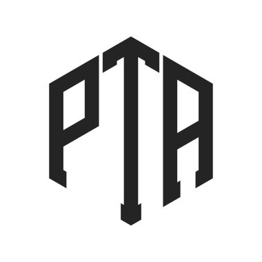 Okul aile birliği logosu tasarımı. Altıgen şekilli PTA Monogram Logosu