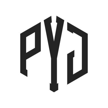 PYJ Logo Tasarımı. Altıgen şekil kullanan ilk Harf PYJ Monogram Logosu