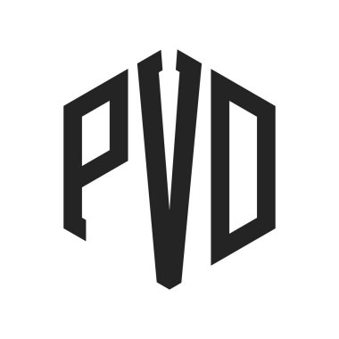 PVD Logo Tasarımı. Altıgen şekil kullanan ilk Harf PVD Monogram Logosu