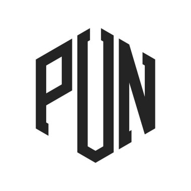 PUN Logo Tasarımı. Altıgen şekilli İlk Harf PUN Monogram Logosu