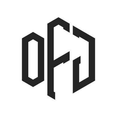 OFJ Logo Tasarımı. Altıgen şekilli ilk Harf OFJ Monogram Logosu