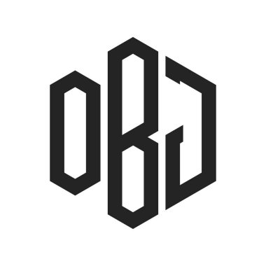 OBJ Logo Tasarımı. Altıgen şekilli ilk Harf OBJ Monogram Logosu