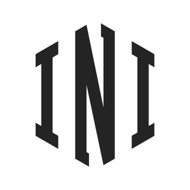 INI Logo Tasarımı. Altıgen şekilli ilk Harf INI Monogram Logosu