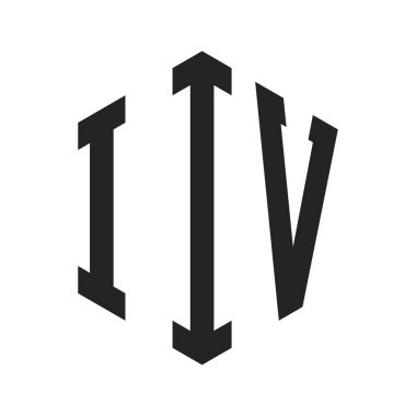 IV Logo Tasarımı. Altıgen şekilli ilk Harf IV Monogram Logosu