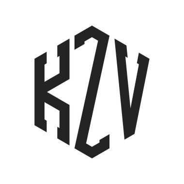 KZV Logo Tasarımı. İlk Harf KZV Monogram Logosu Hexagon şekli ile