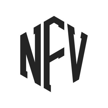 NFV Logo Tasarımı. İlk Harf NFV Monogram Logosu Hexagon şekli ile