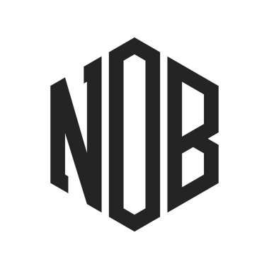 NOB Logo Tasarımı. İlk Harf NOB Monogram Logosu Hexagon şekli ile