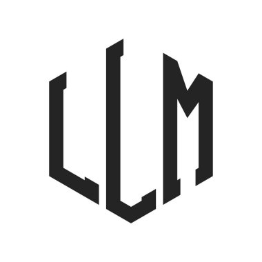 LLM Logo Tasarımı. Altıgen şekil kullanan ilk Harf LLM Monogram Logosu