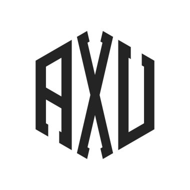 AXU Logo Tasarımı. İlk Harf AXU Monogram Logosu Hexagon şekli ile