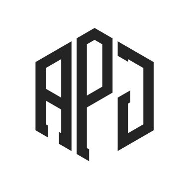 APJ Logo Tasarımı. Altıgen şekilli ilk Harf APJ Monogram Logosu