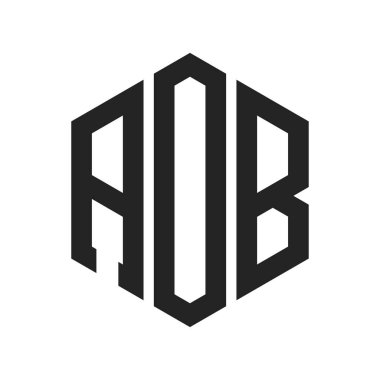 AOB Logo Tasarımı. Altıgen şekilli ilk Harf AOB Monogram Logosu