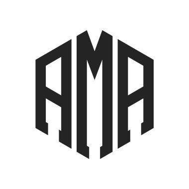AMA Logo Tasarımı. Altıgen şekil kullanan Baş Harf AMA Monogram Logosu