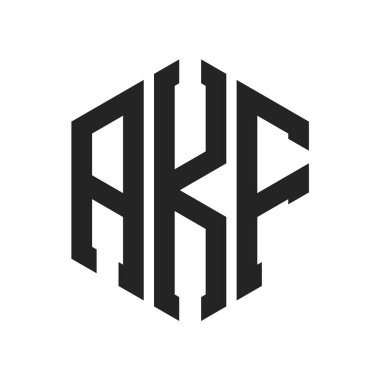 AKF Logo Tasarımı. İlk Harf AKF Monogram Logosu Hexagon şekli ile