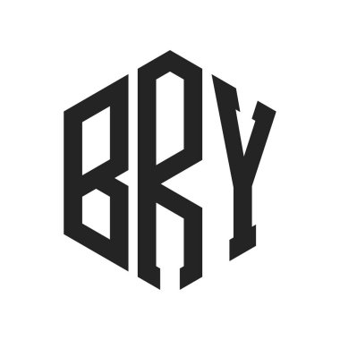BRY Logo Tasarımı. Altıgen şekilli İlk Harf BRY Monogram Logosu
