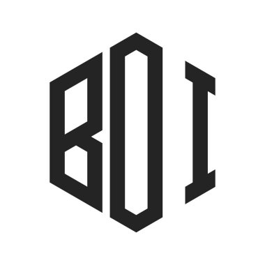 BOI Logo Tasarımı. Altıgen şekil kullanan İlk Harf BOI Monogram Logosu