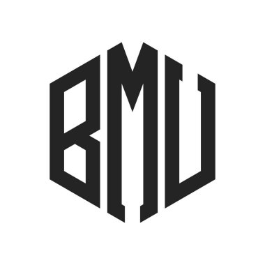 BMU Logo Tasarımı. İlk Harf BMU Monogram Logosu Altıgen şekilli