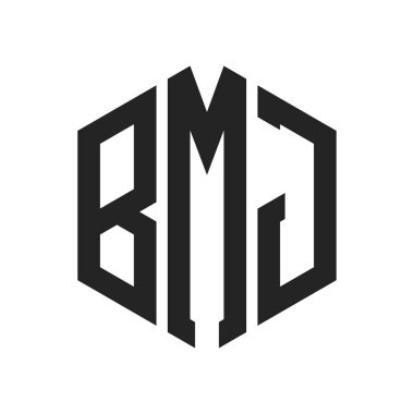 BMJ Logo Tasarımı. Altıgen şekilli ilk Harf BMJ Monogram Logosu