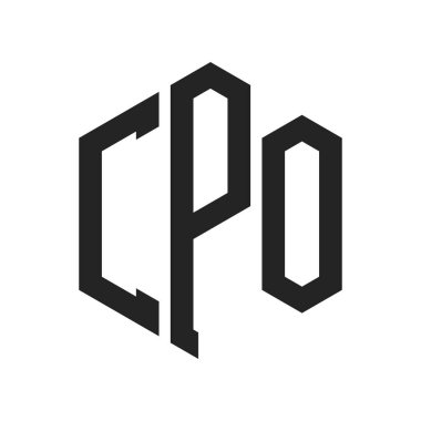 CPO Logo Tasarımı. İlk Harf CPO Monogram Logosu Hexagon şekli ile