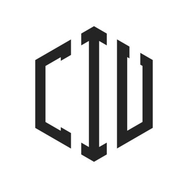 CIU Logo Tasarımı. İlk Harf CIU Monogram Logosu Hexagon şekli ile