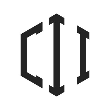 CII Logo Tasarımı. Altıgen şekil kullanan İlk Harf CII Monogram Logosu