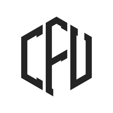 CFU Logo Tasarımı. İlk Harf CFU Monogram Logosu Hexagon şekli ile
