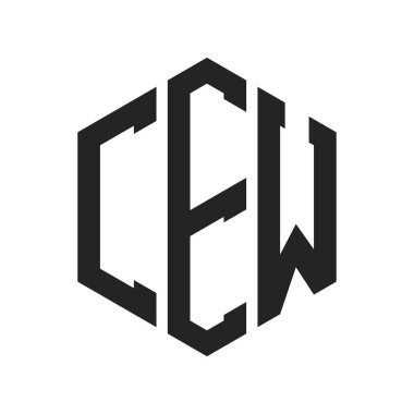 CEW Logo Tasarımı. İlk Mektup CEW Altıgen şekilli Monogram Logosu