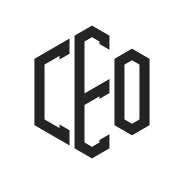 CEO Logo Tasarımı. İlk Mektup CEO 'su Altıgen şekilli Monogram Logosu