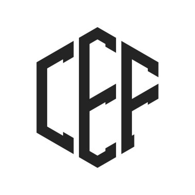 CEF Logo Tasarımı. İlk Harf CEF Monogram Logosu Hexagon şekli ile