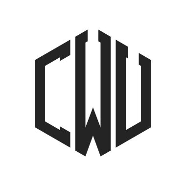 CWU Logo Tasarımı. İlk Harf CWU Monogram Logosu Hexagon şekli ile