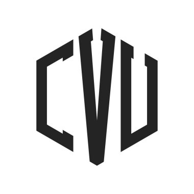 CVU Logo Tasarımı. İlk Harf CVU Monogram Logosu Hexagon şekli ile