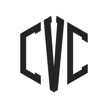 CVC Logo Tasarımı. İlk Harf CVC Monogram Logosu Hexagon şekli ile