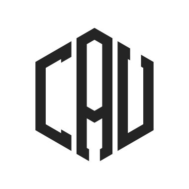 CAU Logo Tasarımı. İlk Harf CAU Monogram Logosu Hexagon şekli ile