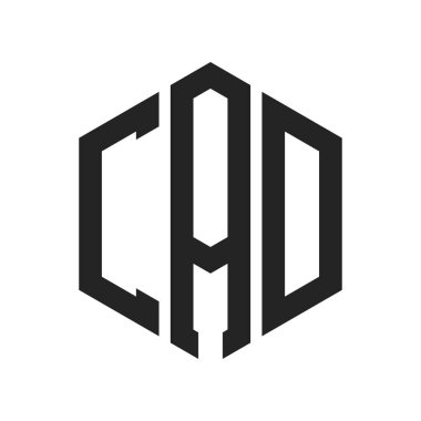 CAD Logo Tasarımı. İlk Harf CAD Monogram Logosu Hexagon şekli ile