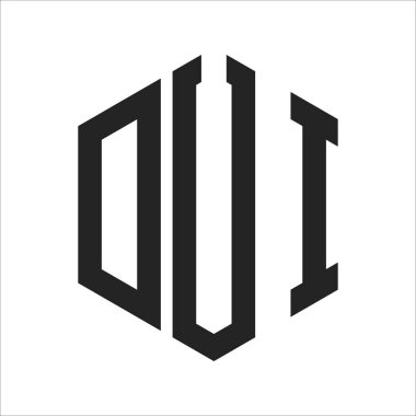 DUI Logo Tasarımı. Altıgen şekil kullanan İlk Mektup DUI Monogram Logosu
