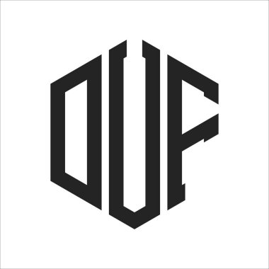 DUF Logo Tasarımı. Altıgen şekil kullanan İlk Mektup DUF Monogram Logosu