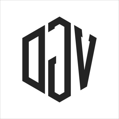 DJV Logo Tasarımı. Altıgen şekilli İlk Harf DJV Monogram Logosu