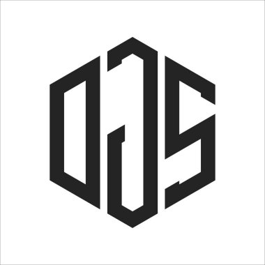 DJS Logo Tasarımı. Altıgen şekil kullanan İlk Harf DJS Monogram Logosu
